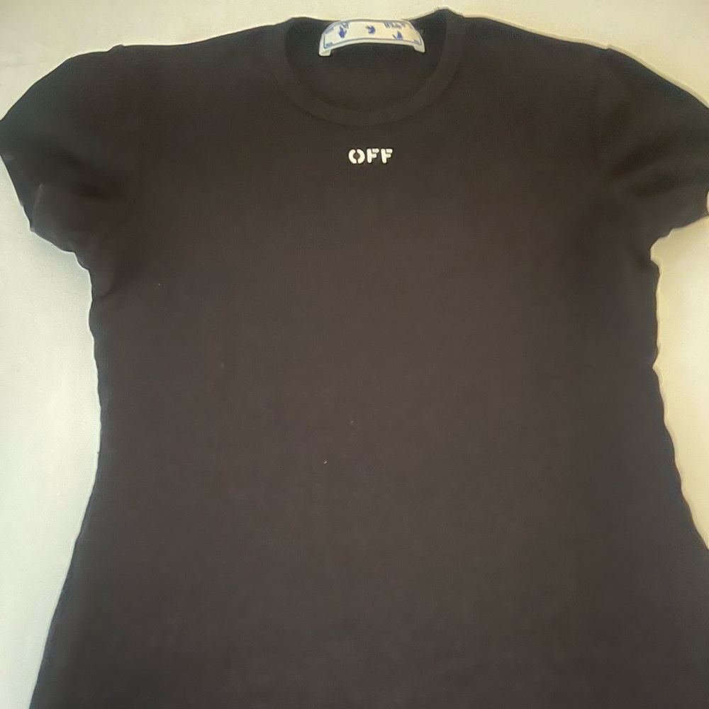 Off-White Black Fitted Crew Neck T-Shirt
